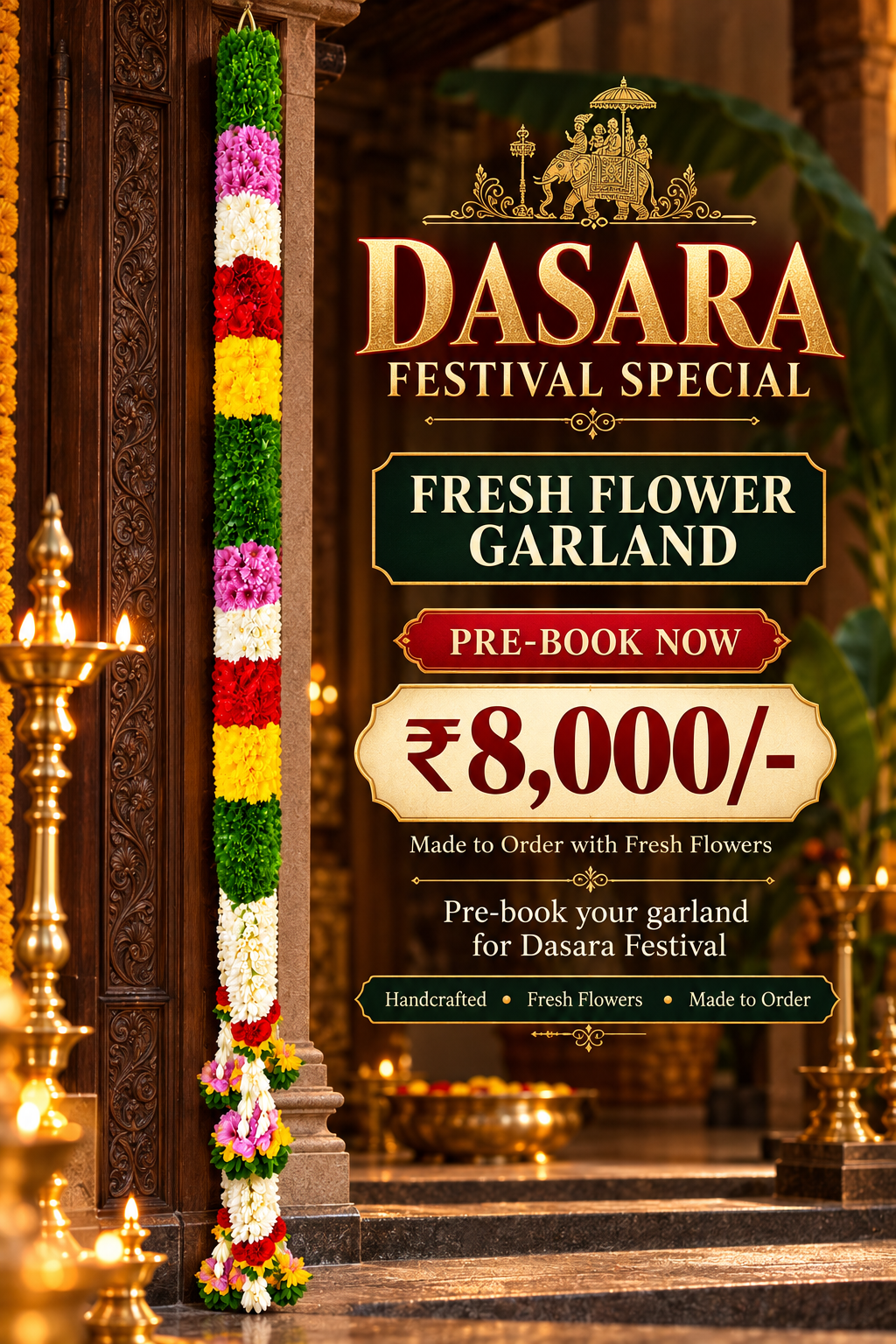 Dasara Festival Special – Fresh Flower Garland 1 Pair