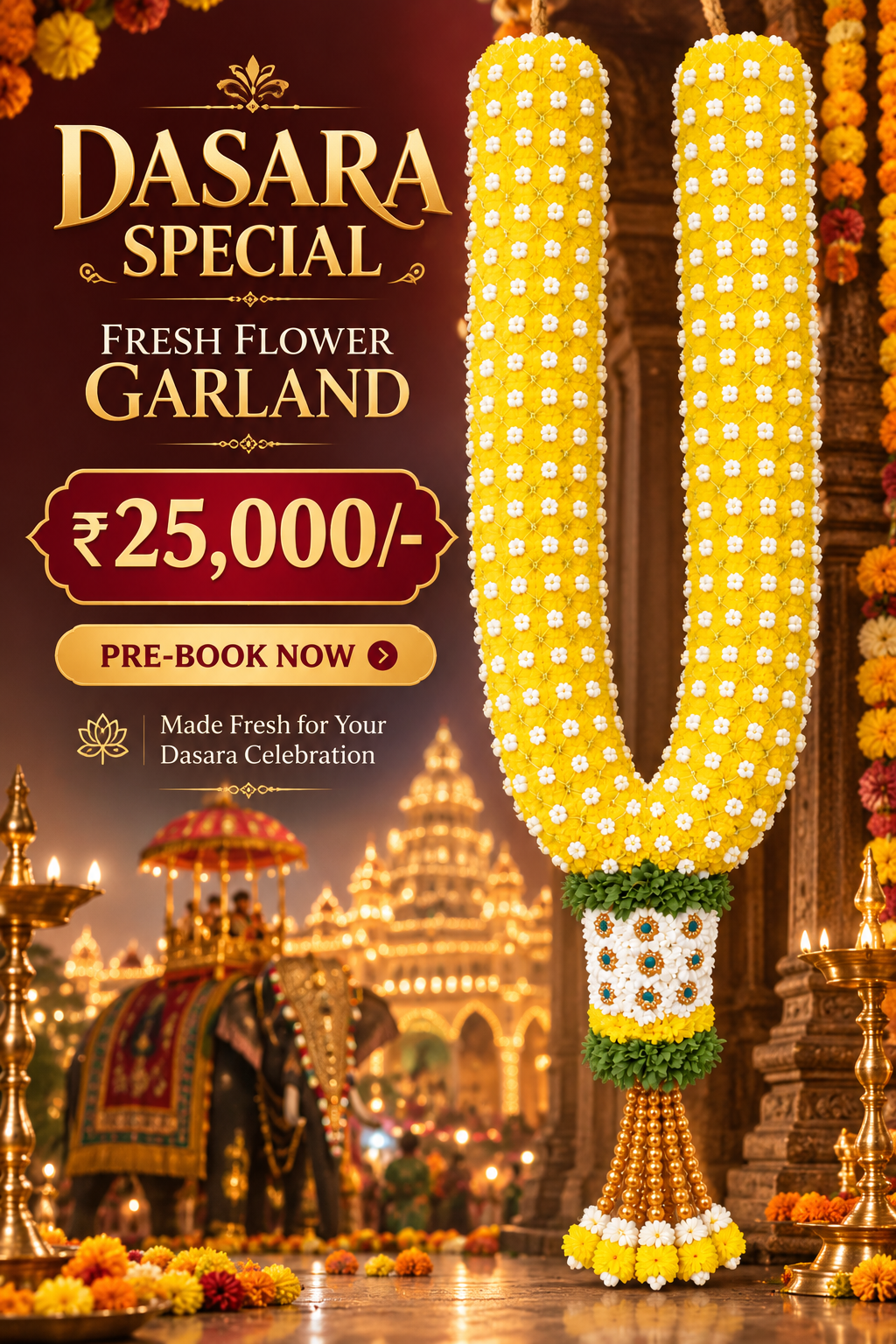 Dasara Special Yellow Samanthi Garland