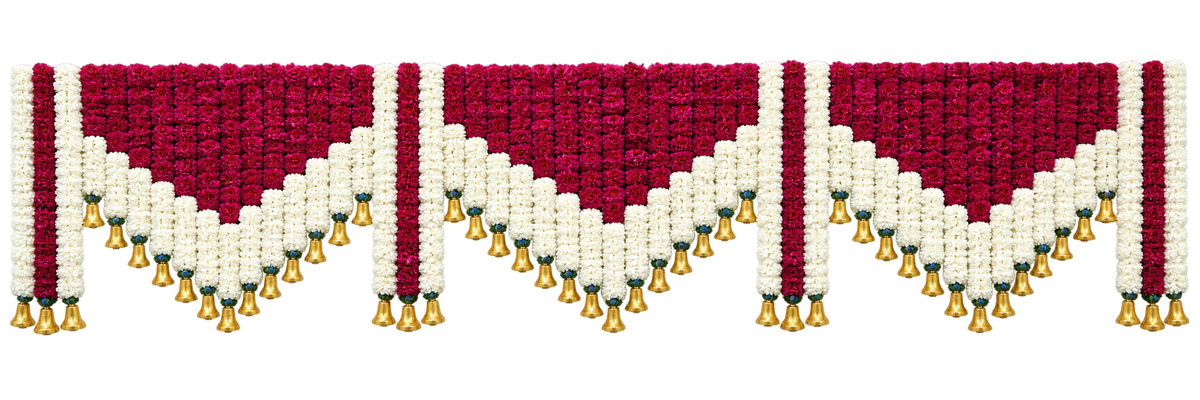 Flower Drop Decoration - Red & white V Shape 3ft