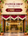Flower Drop Decoration - Red & white V Shape 3ft